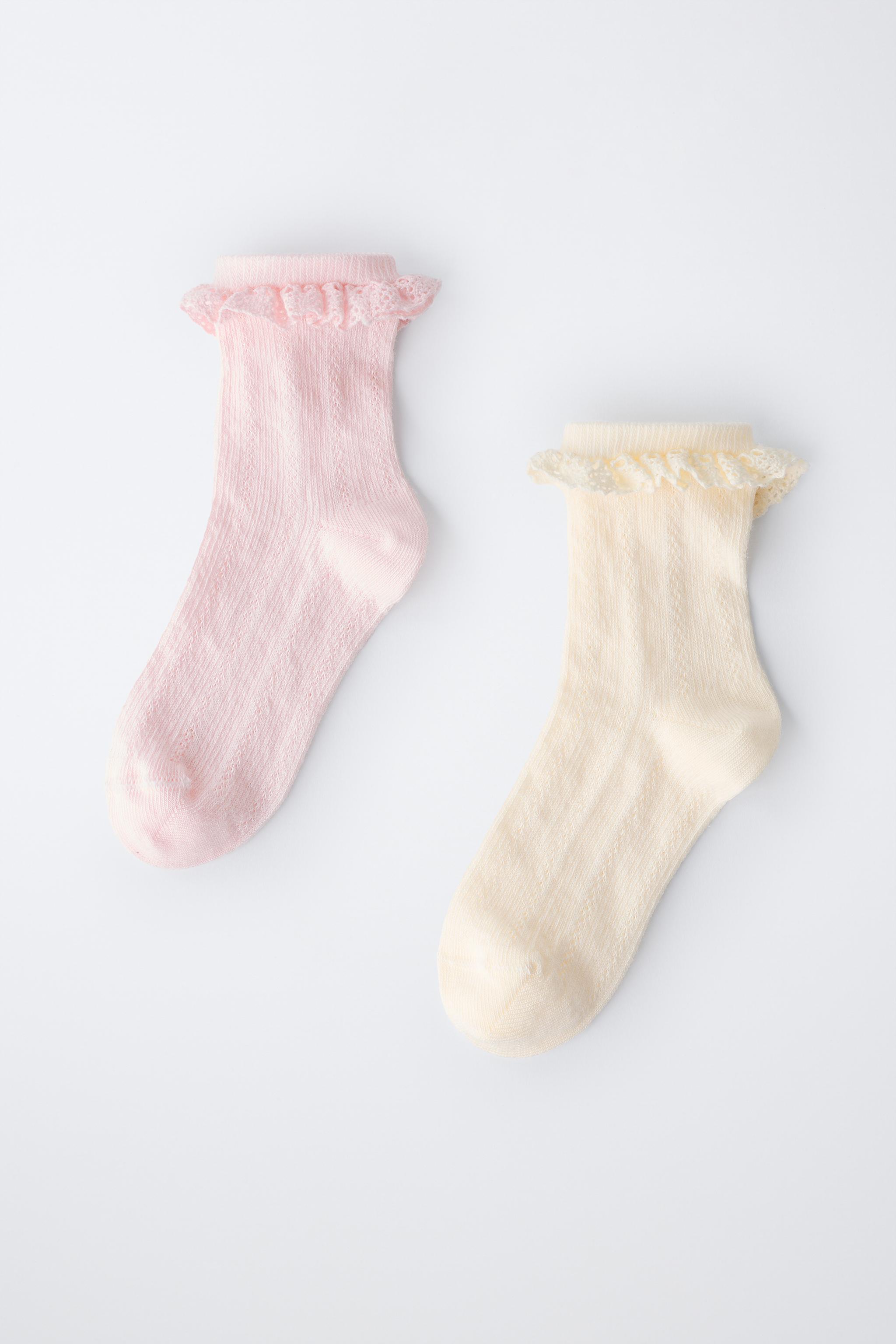 TWO-PACK OF LACE-TRIMMED ANKLE SOCKS